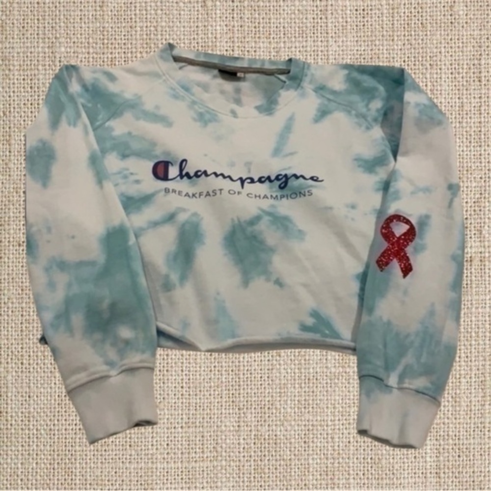 Champagne Blue and White Tie-Dye Women's Sweater